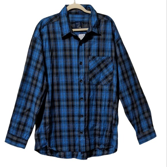 Trendy life basic Italy casual plaid flannel-like button front shirt size 2XL - Picture 1 of 11